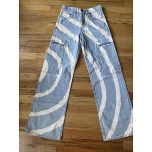 GANNI Blackstone Bleached High Waisted Wide Leg Denim Size 26 - NWOT